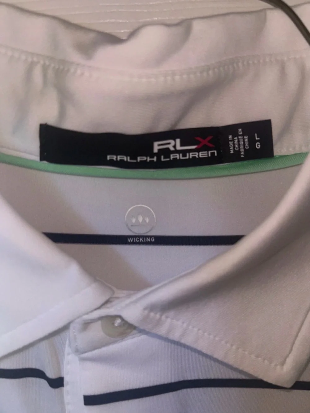 Ralph Lauren White Polo with Navy Horizontal Stripes